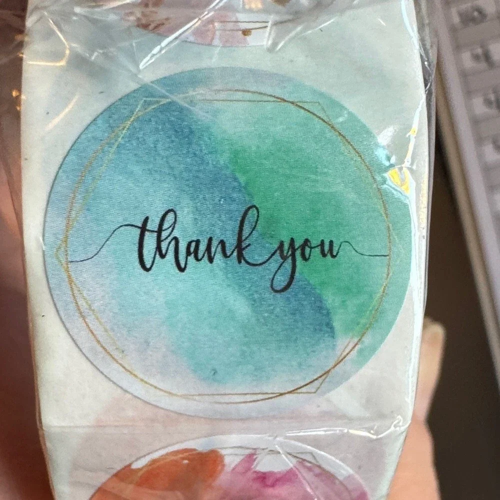 ★ Watercolor Thank You Stickers Roll 60 Labels Pastel Packaging Seals (Copy)